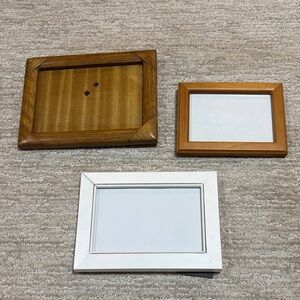 Set of Three Wood Picture Frames - Natural Wood & White